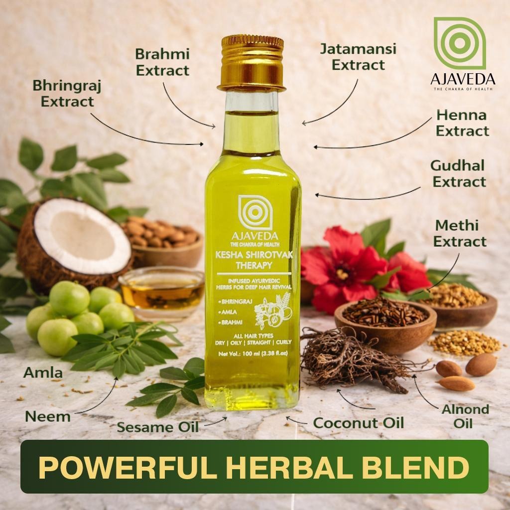 Ajaveda Kesha Shirotvak Therapy – Infused Ayurvedic Hair Oil for Deep Revival (100ml)