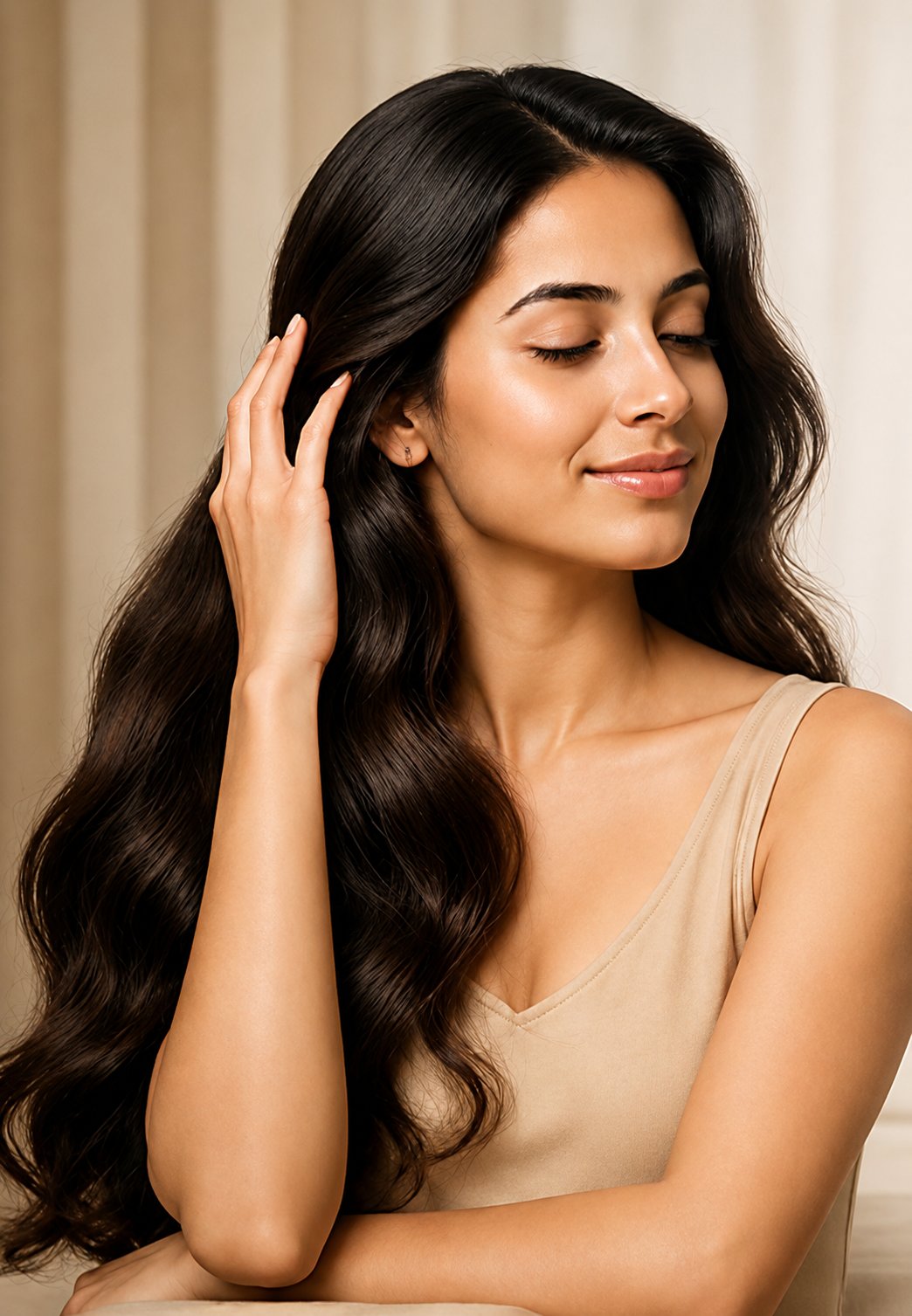 Woman with healthy, nourished hair